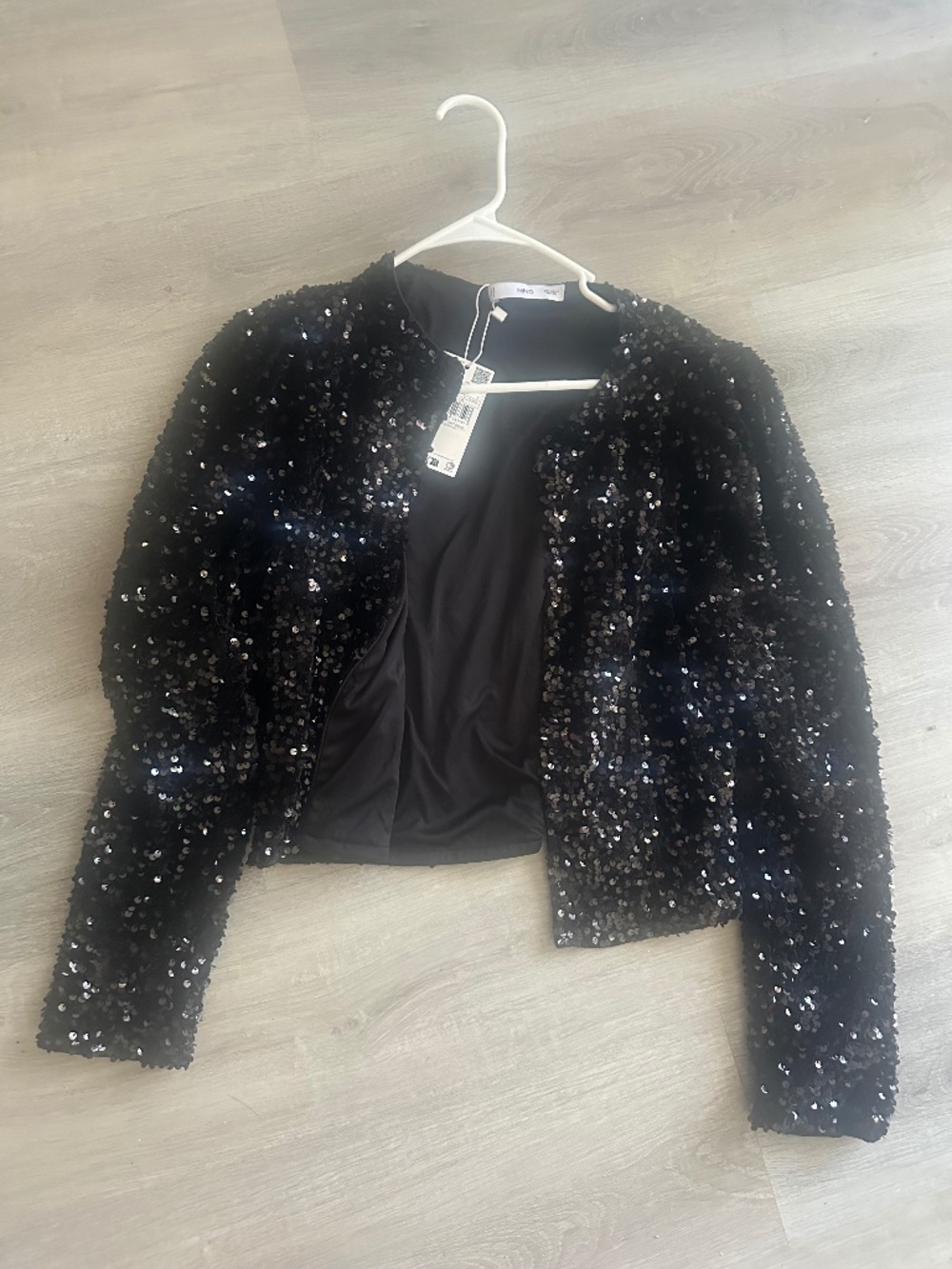 Mango mng sequin black blazer size small nwt